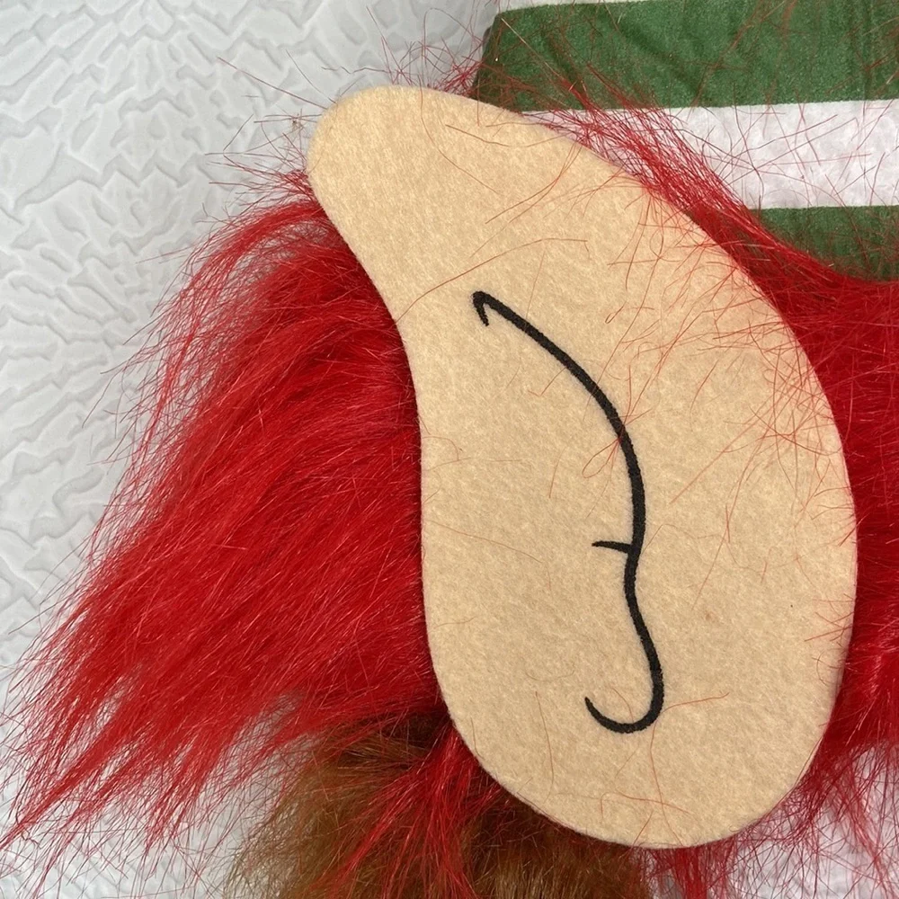 Vintage Santa Claus Elf Novelty Hat with Beard NWT